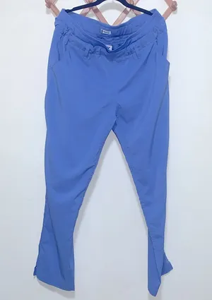KOI Tech ceil blue scrub pant slit on bottom woman size XL thumbnail 1