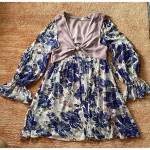 Free People Alice Vested Layered Dress Floral Purple Size SP thumbnail 2