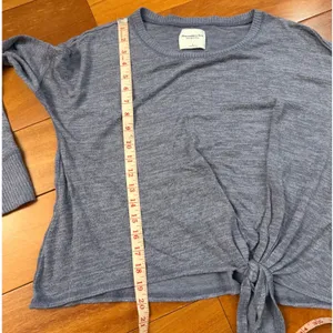 Abercrombie Fitch Blue‎ Marled Knit Tie Front Long Sleeve Top Womens Size L thumbnail 7