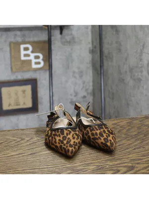 NWT A New Day Womens London Sling Back Flats Sandals 94303555 Leopard Brown 7M thumbnail 4