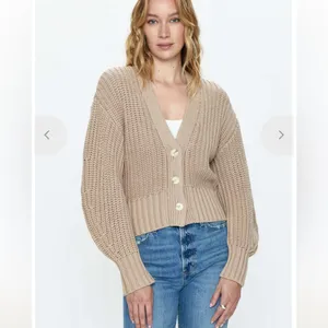 New Pistola cotton knit Mallory Curved Sleeve Cardigan, sable tan cropped small thumbnail 2
