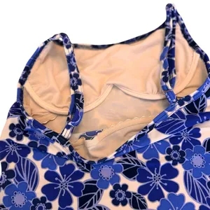 L.L.Bean Blue White Floral Tankini Swim Top Women’s Size 10 Coastal Resort Swim thumbnail 12