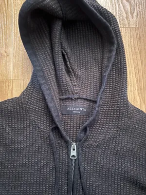 BRAND NEW! All Saints Knit Hooded Zip Sweater thumbnail 3