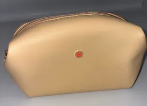 Bvlgari Parfums Emirates Beige Coral Faux Leather Makeup Bag Zipper Pockets thumbnail 1