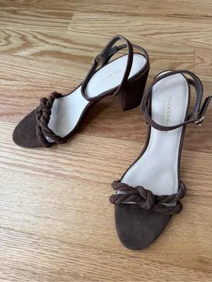 Tuckernuck x Studio McGee Wren Brown Suede Block Heel Sandals Ankle - Size 8 thumbnail 6
