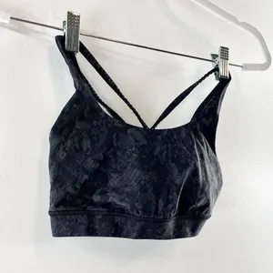 Lululemon Energy Sports Bra Criss Cross Back Yoga Sequin Snake Slate Black 4 thumbnail 6