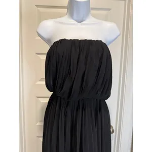 BCBGeneration Black Strapless Pleated High-Low Chiffon Dress‎ M elegant chic thumbnail 4