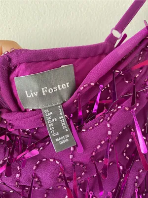 Liv foster party cocktail Fuchsia Sequin Fringe Slip Midi Dress thumbnail 6