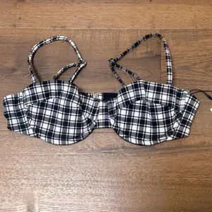 Veronica Beard Dyer Bikini Top Black‎ White Plaid Underwire Swim Small NEW thumbnail 6