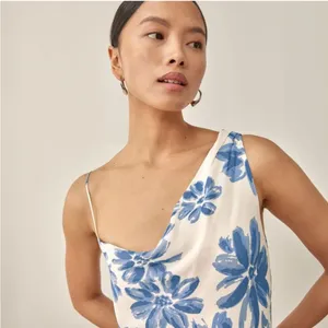 Reformation Large Chandelier Floral Midi Dress Celestia Blue Floral‎ Ivory thumbnail 12