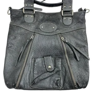 Renato Minelli Metallic Tote Bag Crossbody Bag Convertible Black thumbnail 6