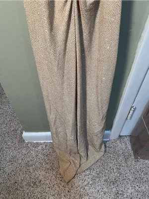 Vintage Bari Jay Women's Maxi Dress Halter V-Neck Cinched Beige‎ Gold Glitter thumbnail 10