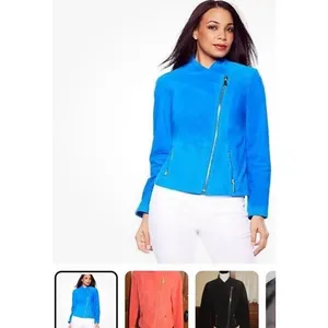 VTG Queen Latifah Shearling Leather Jacket Women XL Orange‎ Queen Biker thumbnail 6