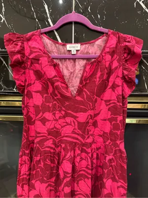 Evereve Anthropologie Floral Ruffle Sleeve Pink Mini Dress thumbnail 2