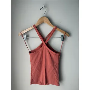 Old Navy Ribbed Crisscross Halter Tank Top Amber Glow Coral Medium thumbnail 2