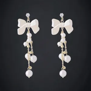 Retro Style Bow Decor‎ Faux Pearl Tassel Earrings *Fashion Earrings thumbnail 7