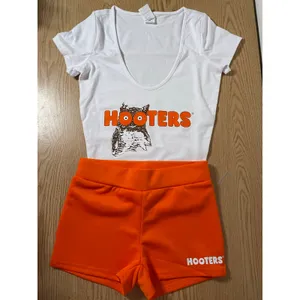 New Spirit 5pc Hooters girl Halloween Costume Shorts Pouch Socks Name Tag Xs 0-2 thumbnail 5