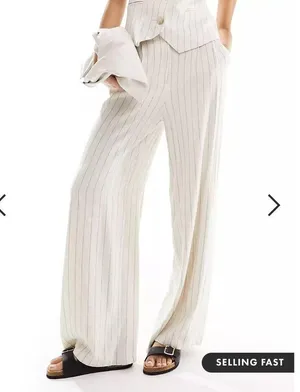 Linen Blend Pinstripe Trousers - Tall thumbnail 3