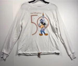 Walt Disney World 50th Anniversary Mickey‎ Mouse White Sweatshirt Small Womens thumbnail 1