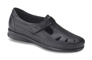 SAS‎ Roamer womens black leather strap loafers size 6N A26 thumbnail 1