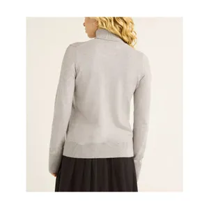 Free Assembly Womens Sweater Size L Heather Grey Ribbed Turtleneck Knit Classic thumbnail 9