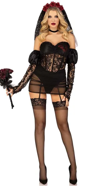NEW Leg Avenue Heartbreak Bride Sexy Halloween Costume Size Large thumbnail 1