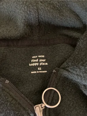 Gilly Hicks Black Cropped Terry Zip Hoodie XS Y2K Lounge Athleisure Yin Yang thumbnail 4