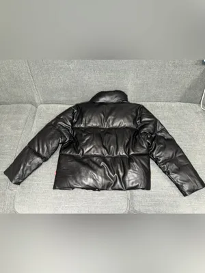 Levi's Black Faux Leather Puffer Jacket thumbnail 4