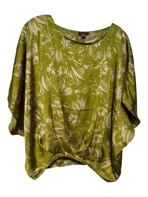 Vince Camuto Botanical A-Line Top Green Oasis Shadow Leaf Print Size Small thumbnail 2
