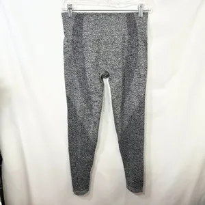 Seamless Workout‎ Set Gray Activewear Long Sleeve Crop Top Leggings TikTok 779 thumbnail 3