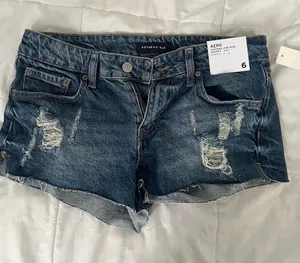 low rise dark wash aeropostale jean shorts thumbnail 1