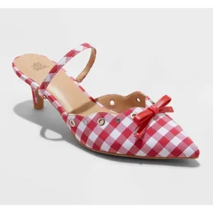 Wild Fable Red Gingham Bow Kitten Heels Size 9.5 thumbnail 8
