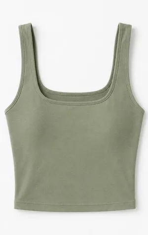 Free People Intimately Scoop Neck Crop Tank M/L Army Green Seamless NWT USA thumbnail 1