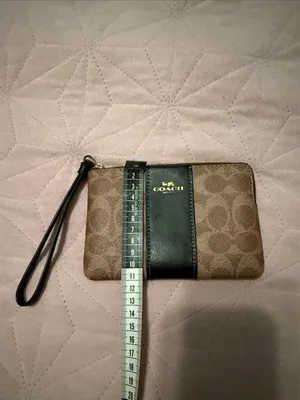 Coach Brown and Black Signature Zip Wristlet thumbnail 5