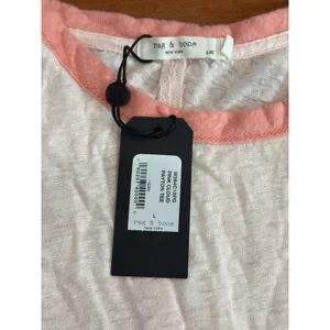 NWT Rag & Bone Payton Tee Womens Pink‎ Cloud Linen Colorblock Short Sleeve Top L thumbnail 2