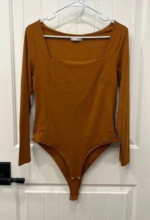 Reoria burnt orange Long Sleeve bodysuit thumbnail 1