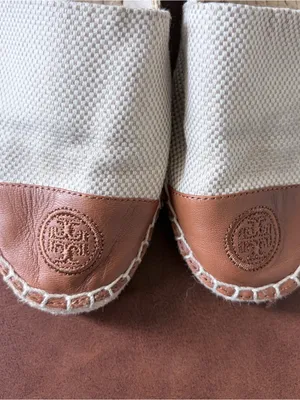 Tory Burch Cream Canvas Espadrille with Tan Leather Toe thumbnail 2