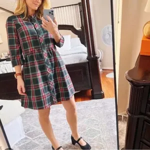 Tuckernuck Festive Plaid Tartan Royal Shirt Dress XS Holiday Mini NWT thumbnail 2