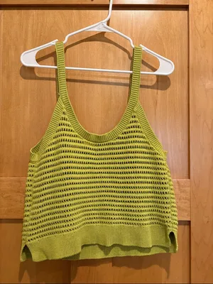Abercrombie & Fitch Open-Knit Tank Top in Lime‎ Green size medium thumbnail 4