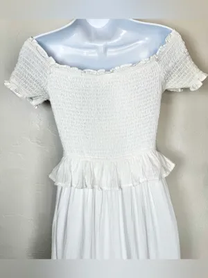 Beivy Off-Shoulder White Ruffle Maxi Dress Size Medium thumbnail 12