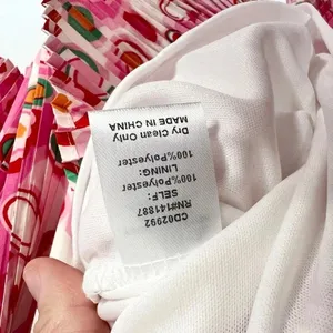 TCEC Pleated Tiered Circle Print Mini Dress Spaghetti Strap Pink Red White M thumbnail 11