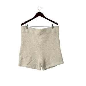 NWT SKIMS White Cozy Fuzzy Teddy Boucle High Waisted Shorts thumbnail 3