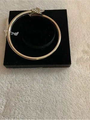 Gold-Tone Crystal Square & Green Accent Bangle Bracelet thumbnail 3