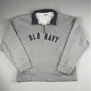 Vintage Old Navy Womens Large Quarter Zip Sweatshirt Grey thumbnail 1