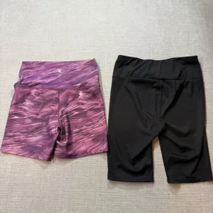 Bundle 2 Women Biker Shorts Flexure Marble Purple Shosho Ribbed Black Size Large thumbnail 2