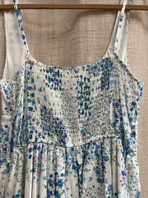 Floral Sleeveless Corset Front Tie Midi Dress Large thumbnail 15