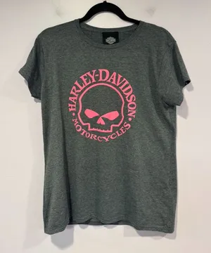 Grey‎ and pink Harley Davidson motorcycles museum short sleeve thumbnail 1