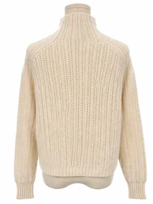 Madewell 100% Merino Wool Cream Mock Neck Chunky Knit Sweater Size Small thumbnail 3