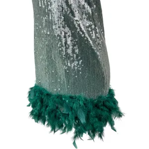 Lulus Especially Fabulous Emerald Sequin Feather Sleeveless Mini Bodycon Dress M thumbnail 2