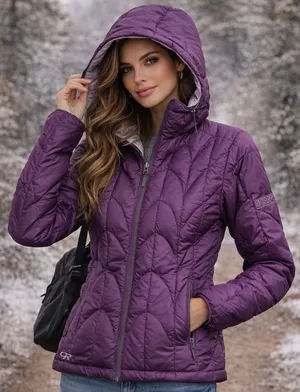 Outdoor Research Purple Hooded Puffer Jacket Lightweight XS excellent condition thumbnail 1